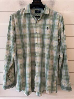 William Murray Size L Golf Performance Long Sleeve Button up Lightweight Plaid